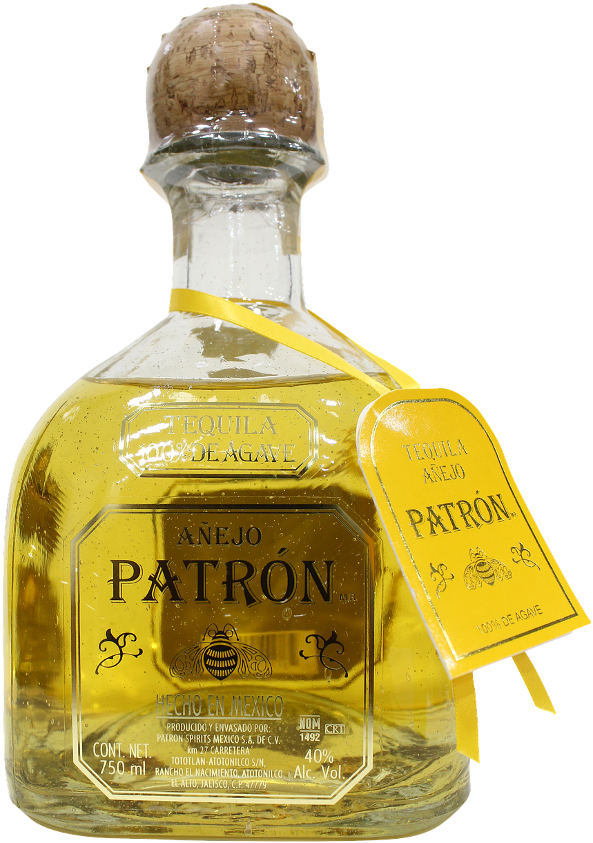 A Bottle Of Alcohol With A Yellow Label