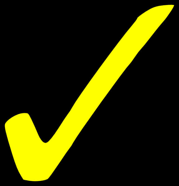 A Yellow Tick Symbol On A Black Background