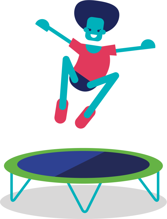 A Cartoon Of A Person Jumping On A Trampoline