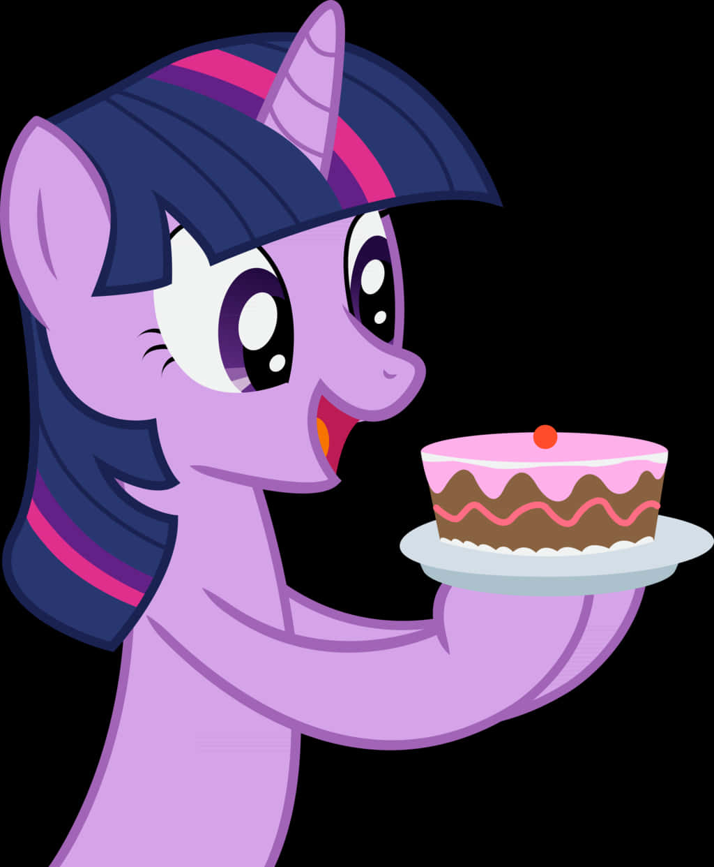 Cartoon Of A Pony Holding A Cake