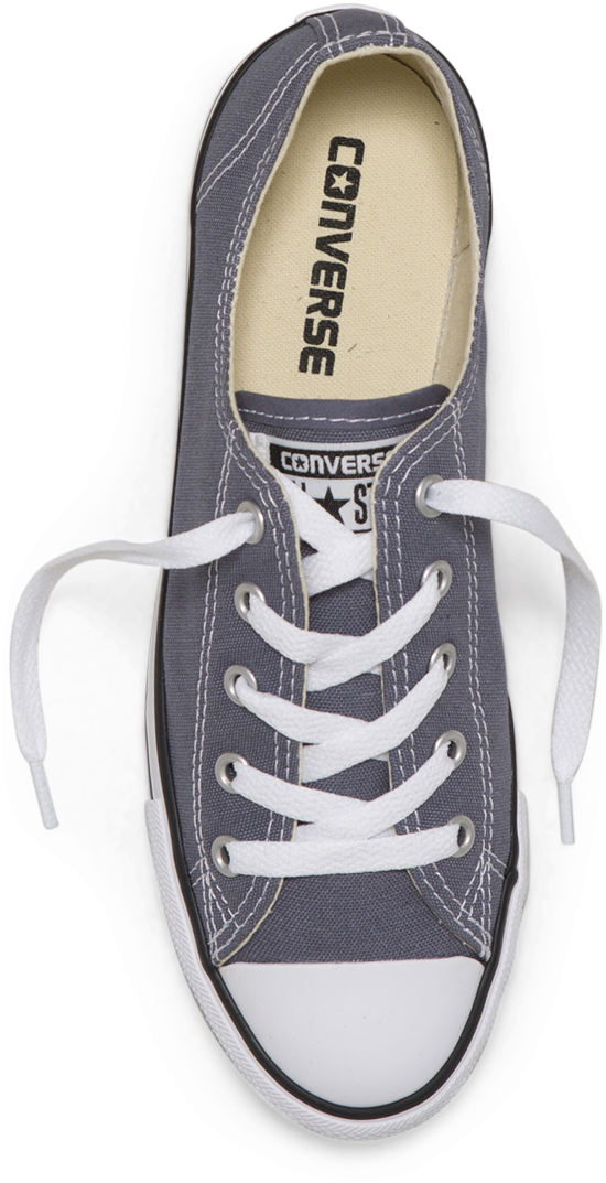 A Grey Shoe With White Laces