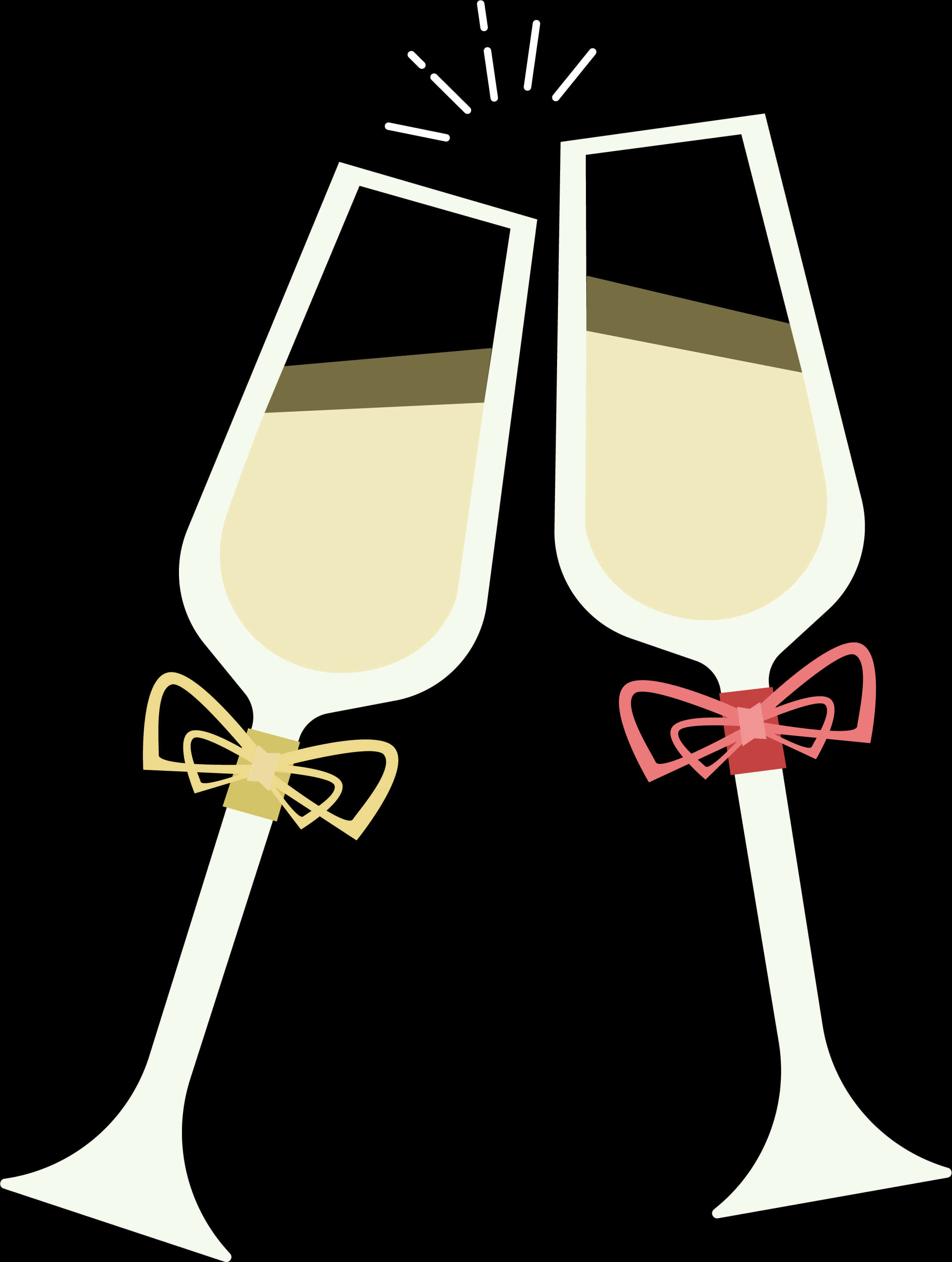 Wine Glasses With Ribbon Vector Art