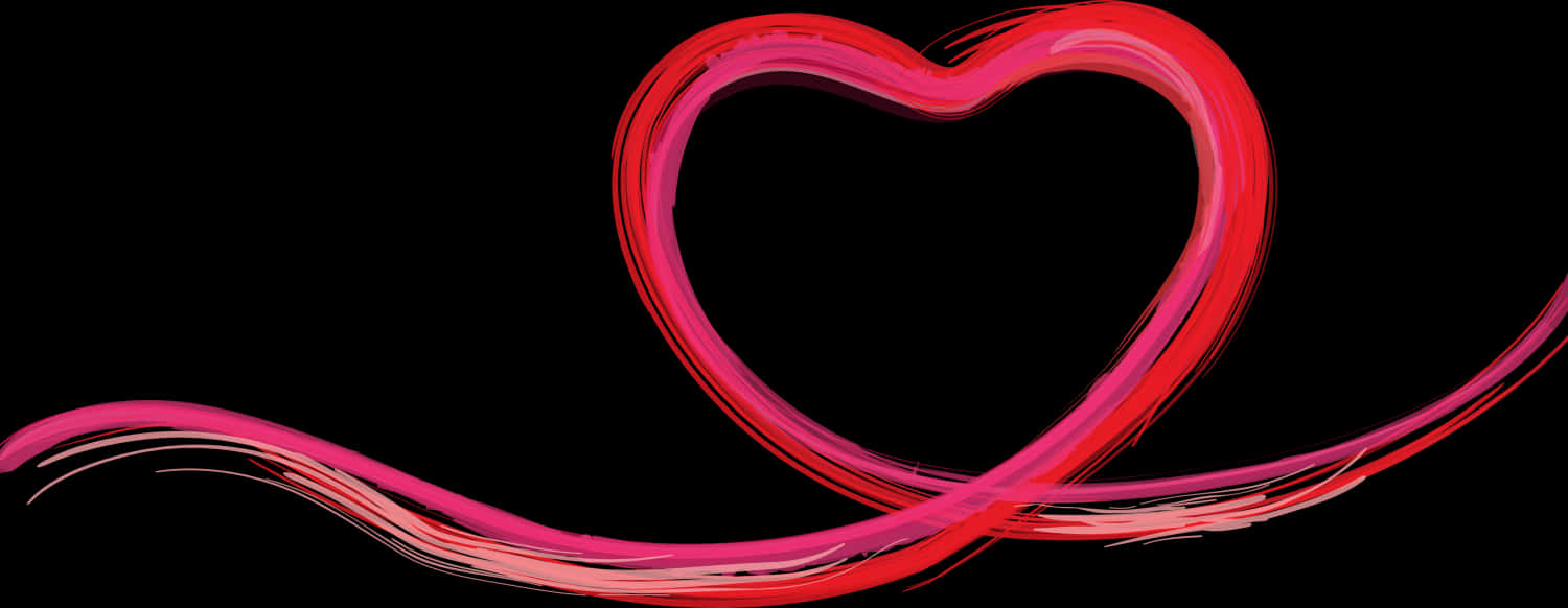 A Heart Drawn With Red And Pink Lines