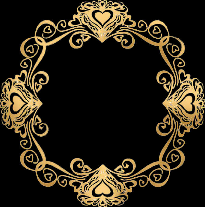 A Gold Ornate Frame With Hearts