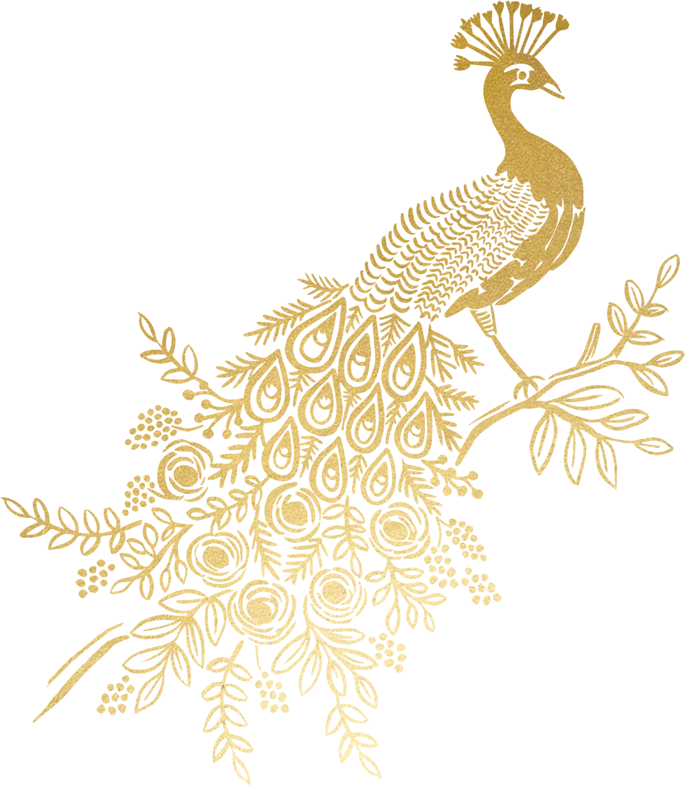 A Gold Peacock On A Branch