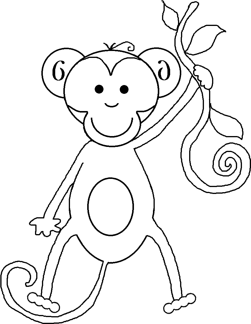 A White Drawing Of A Monkey Holding A Plant