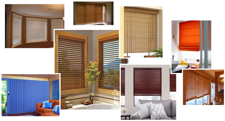 A Collage Of Different Shades Of Blinds
