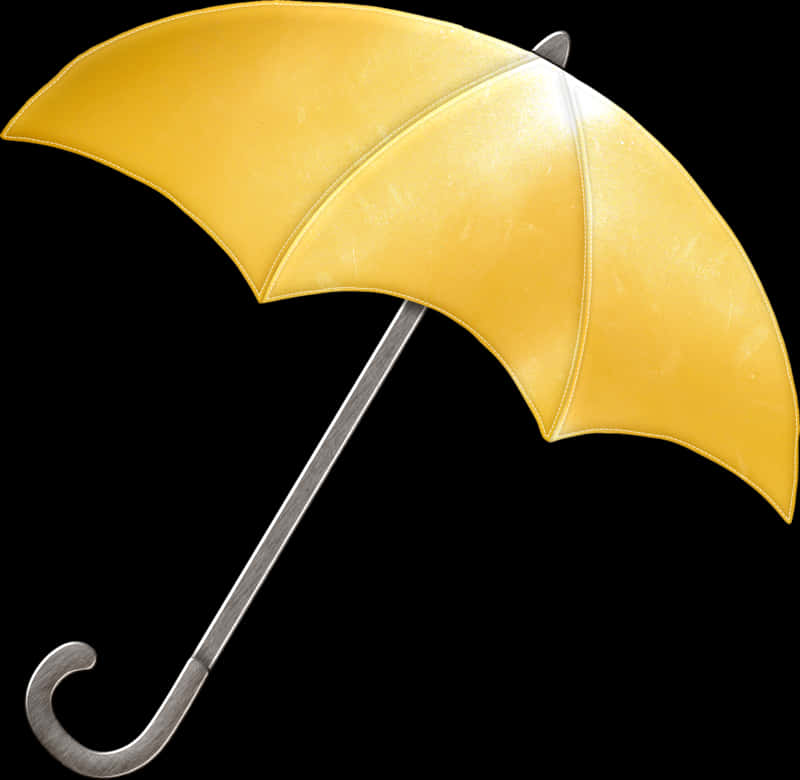 A Yellow Umbrella With A Curved Handle