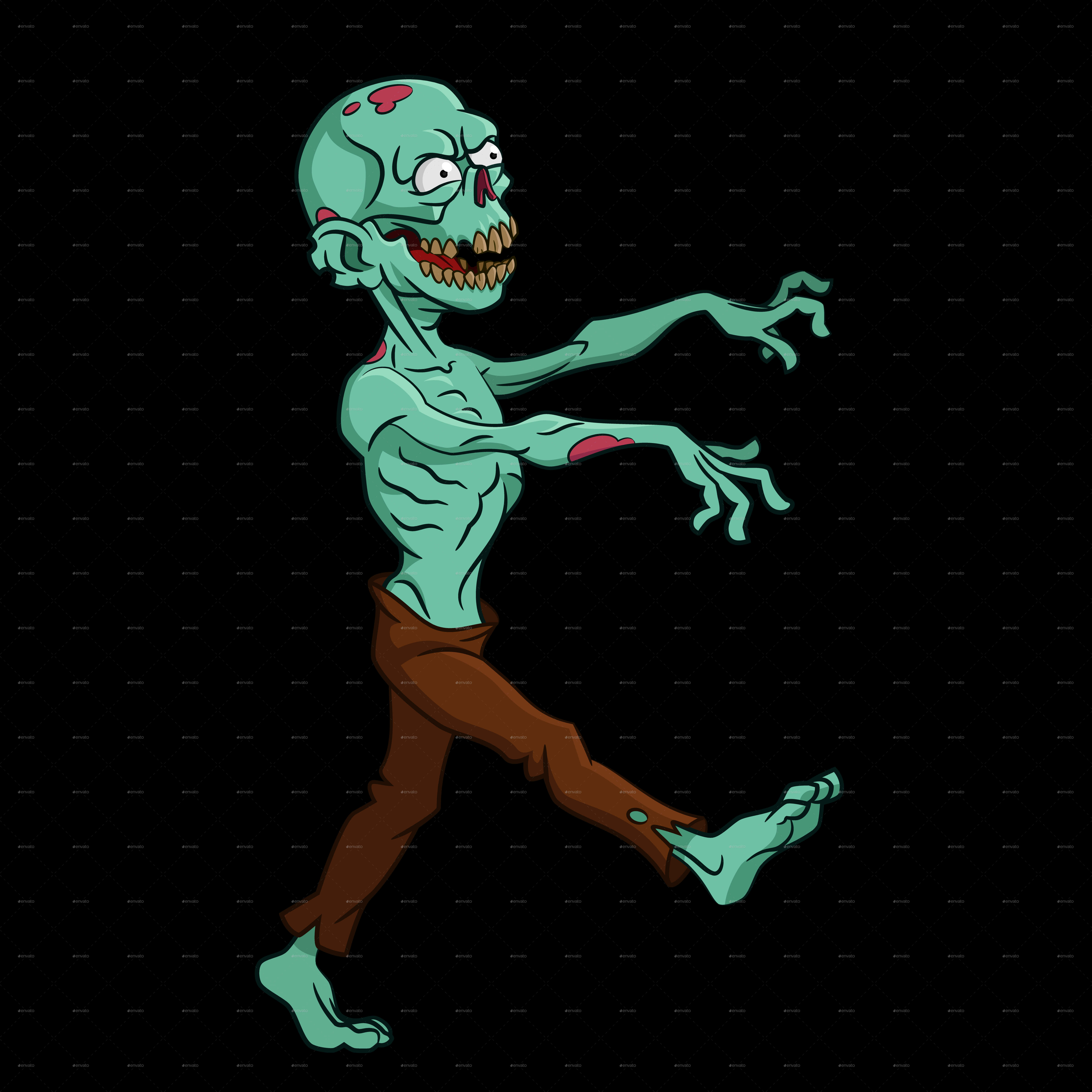 A Cartoon Of A Zombie Walking