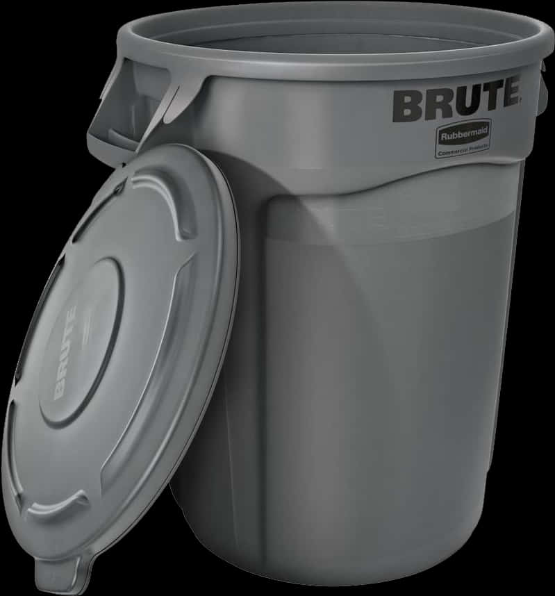 A Grey Plastic Trash Can With A Lid