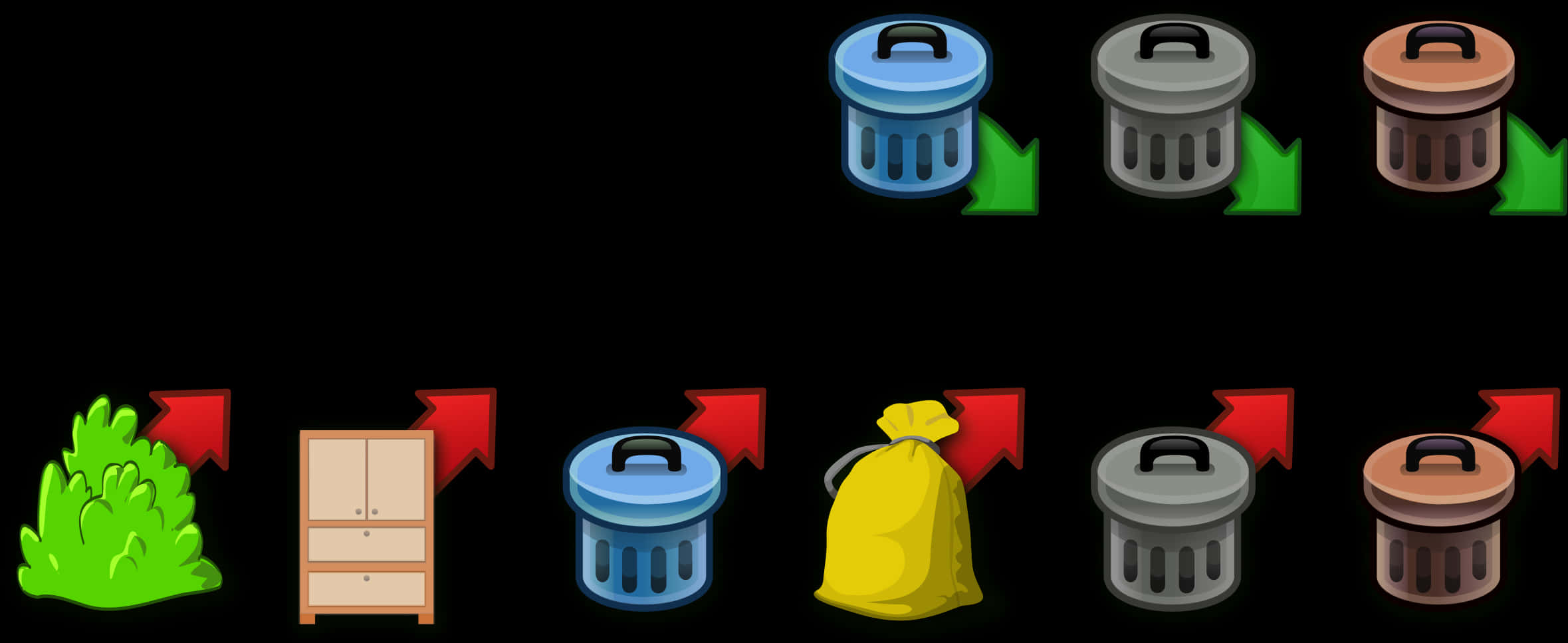 A Group Of Trash Cans