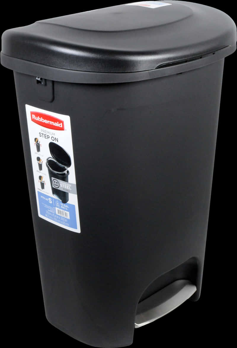 A Black Trash Can With A Lid