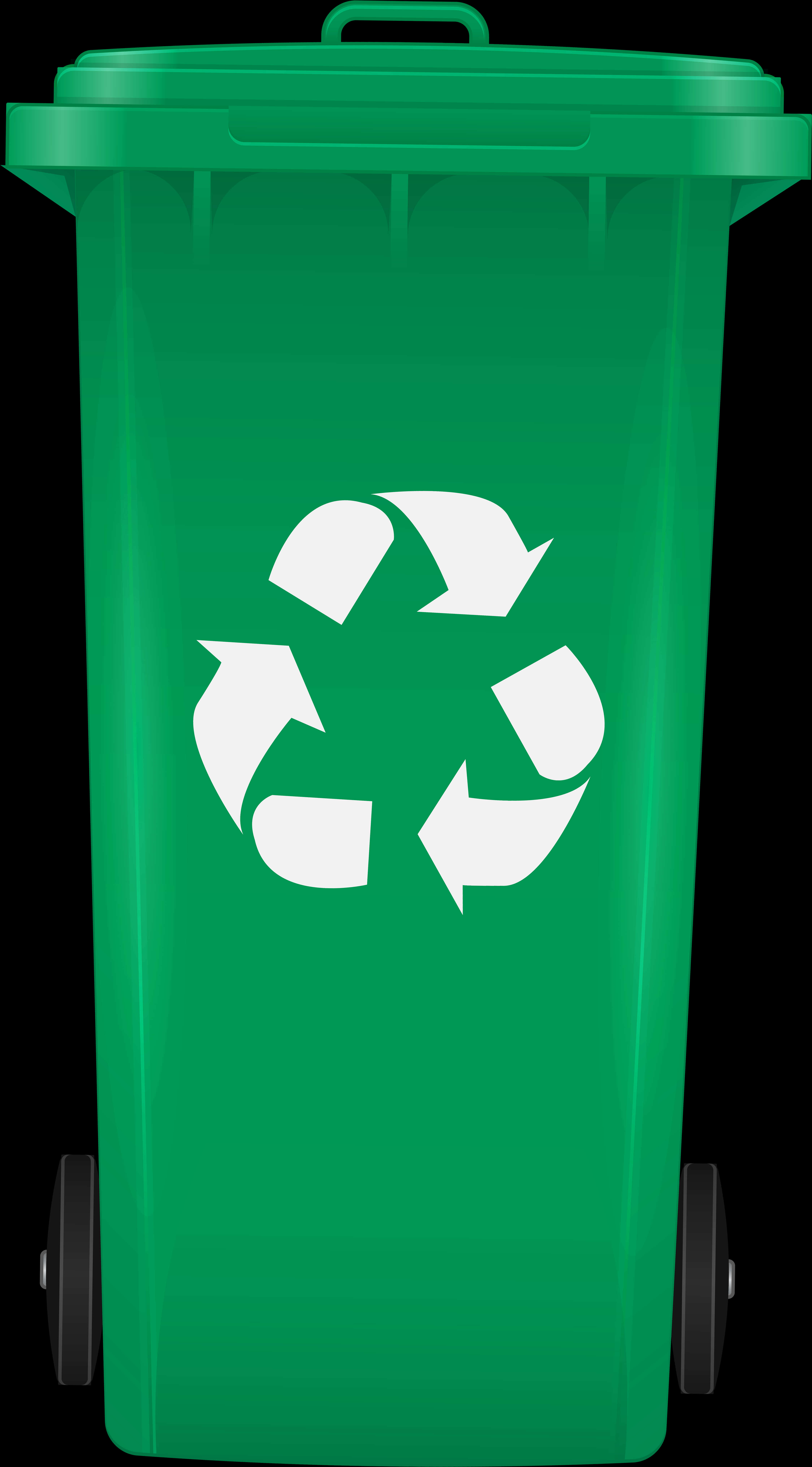 A Green Recycle Bin With White Arrows