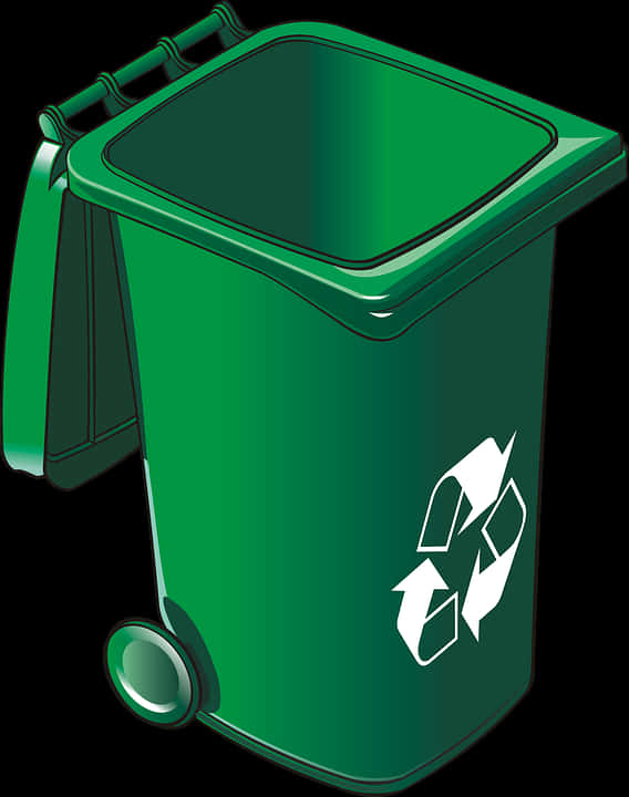 A Green Recycle Bin With A Recycle Symbol