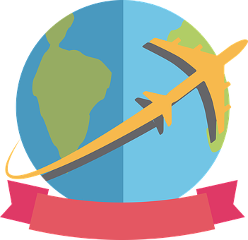 A Logo Of A Plane Flying Around The Earth