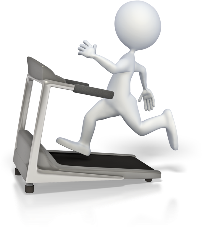 A Cartoon Character Running On A Treadmill