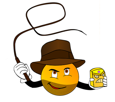 A Cartoon Of A Yellow Ball With A Hat And A Whip
