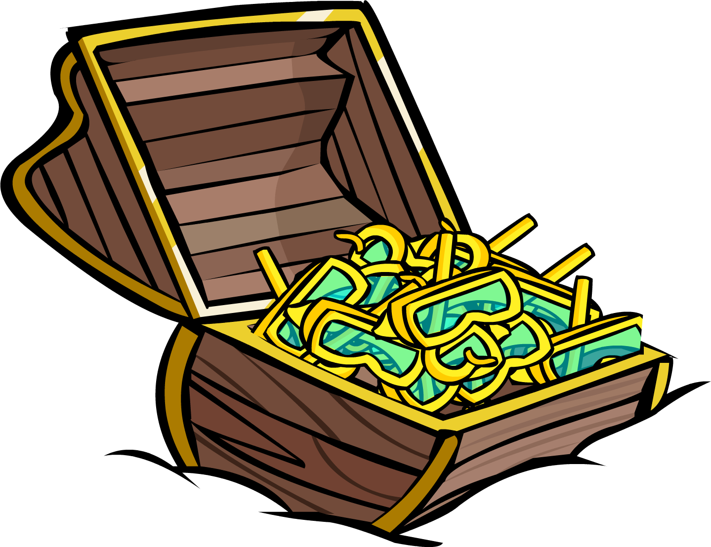 A Cartoon Of A Wooden Chest Full Of Glasses