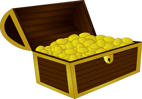 A Wooden Chest Full Of Gold Coins