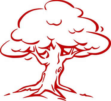 A Red Tree With A Black Background