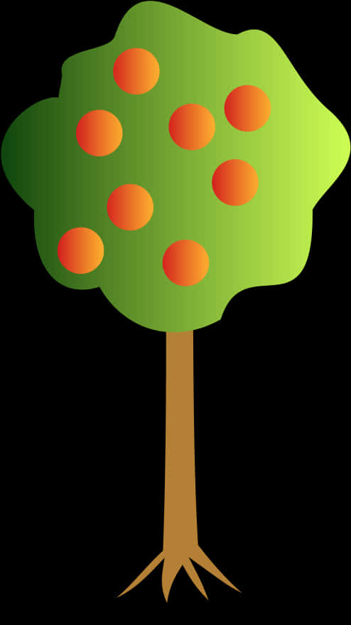 A Green Tree With Orange Dots
