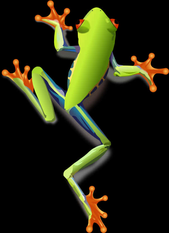 A Green Frog With Orange Feet