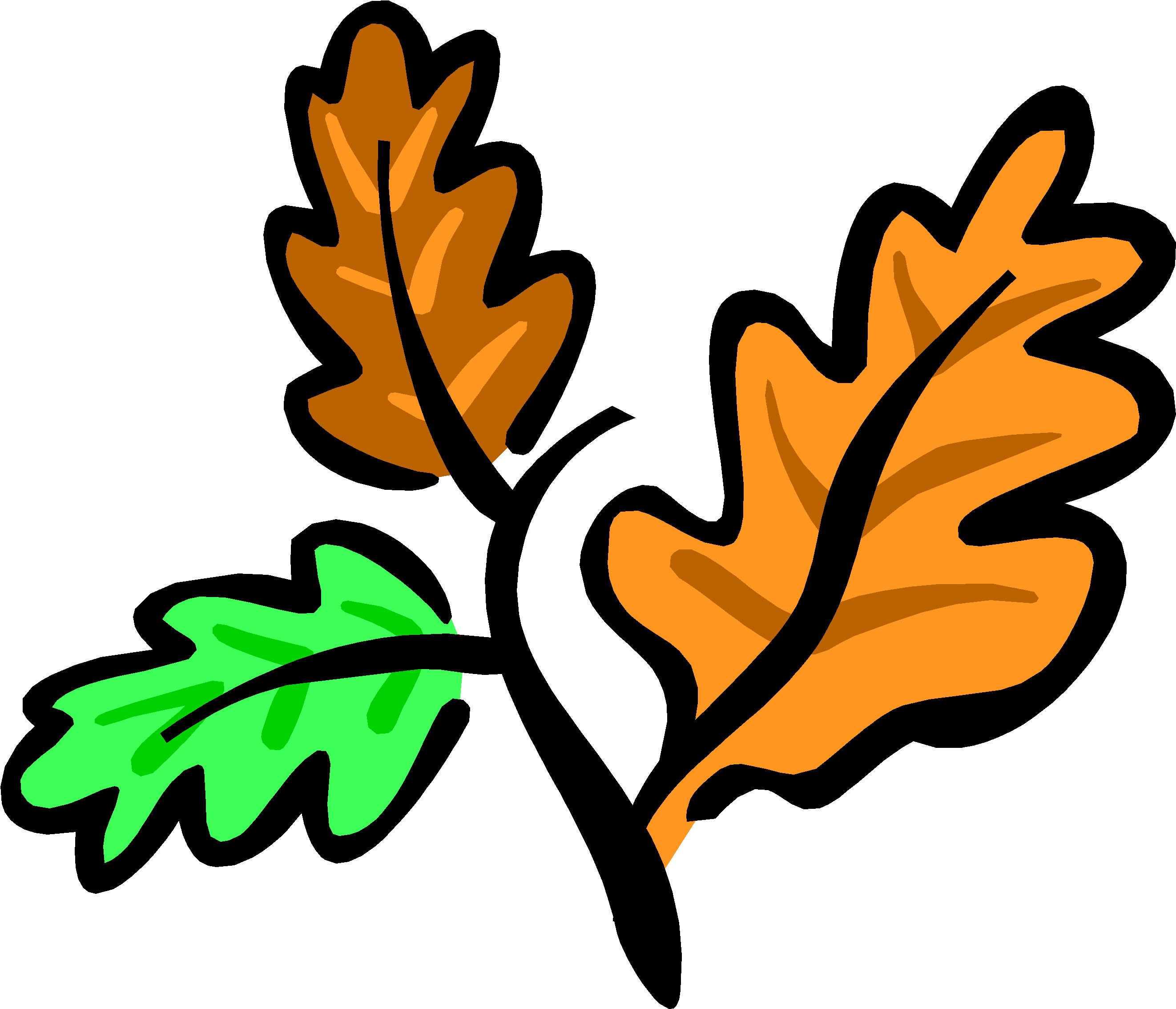 Green, Brown, And Orange Tree Leaves
