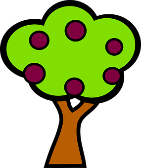 A Green Tree With Purple Circles