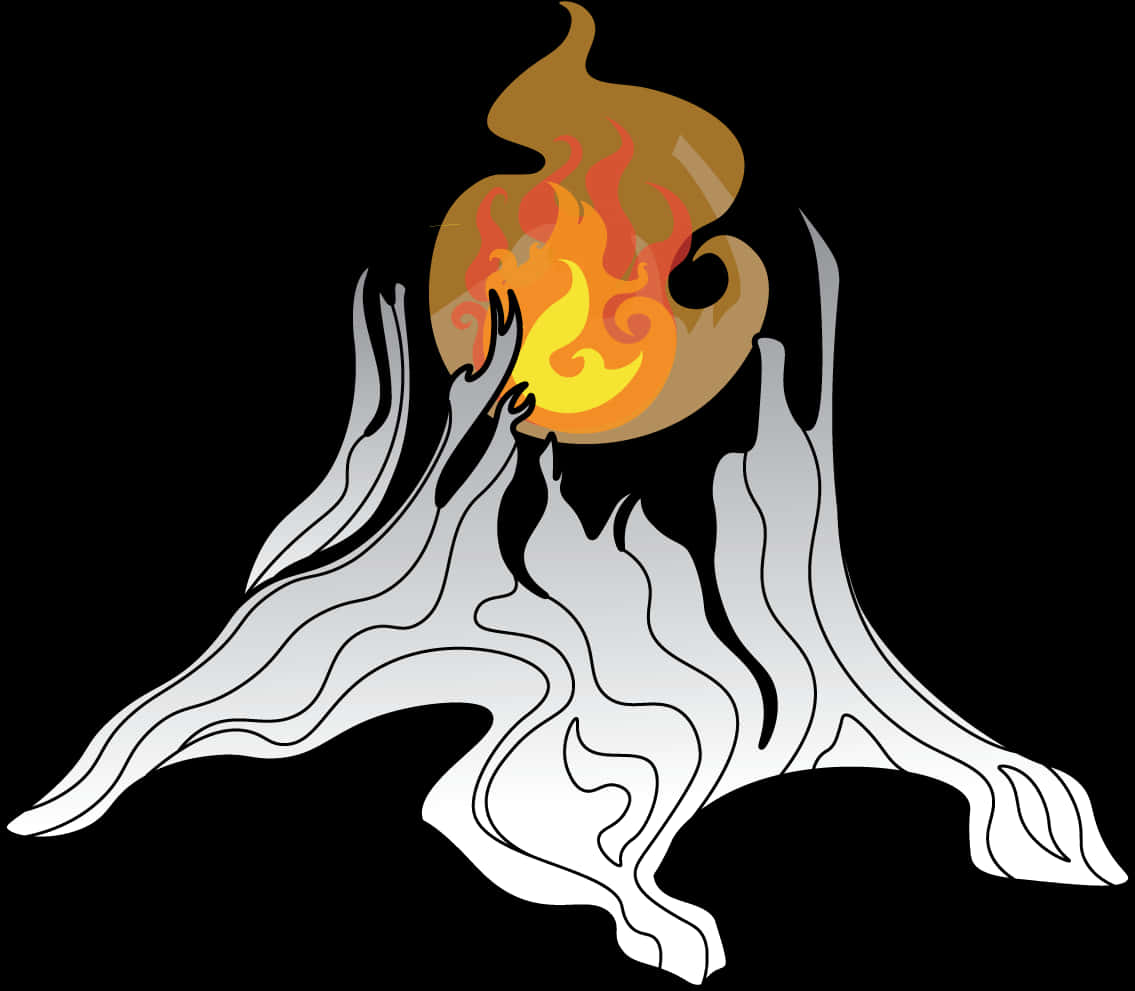 Tree Trunk And Flame