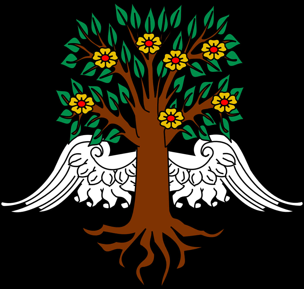 Tree Wings Roots Free Photo - Heraldry Tree, Hd Png Download
