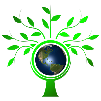 A Green Tree With A Globe And Leaves