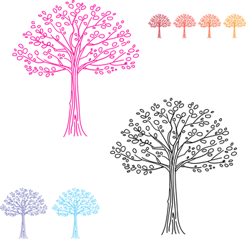 A Group Of Colorful Trees