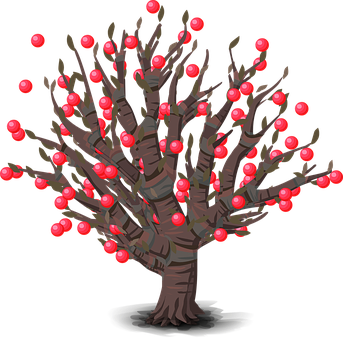 A Tree With Red Balls On It