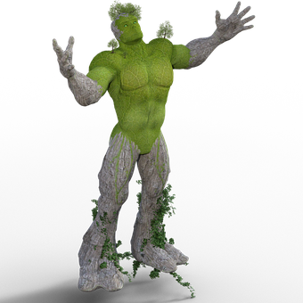 A Green Man With Arms Outstretched