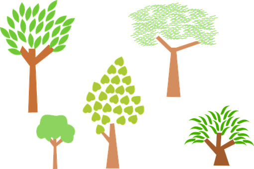 A Group Of Trees On A Black Background