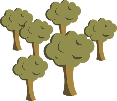 A Group Of Trees With A Black Background