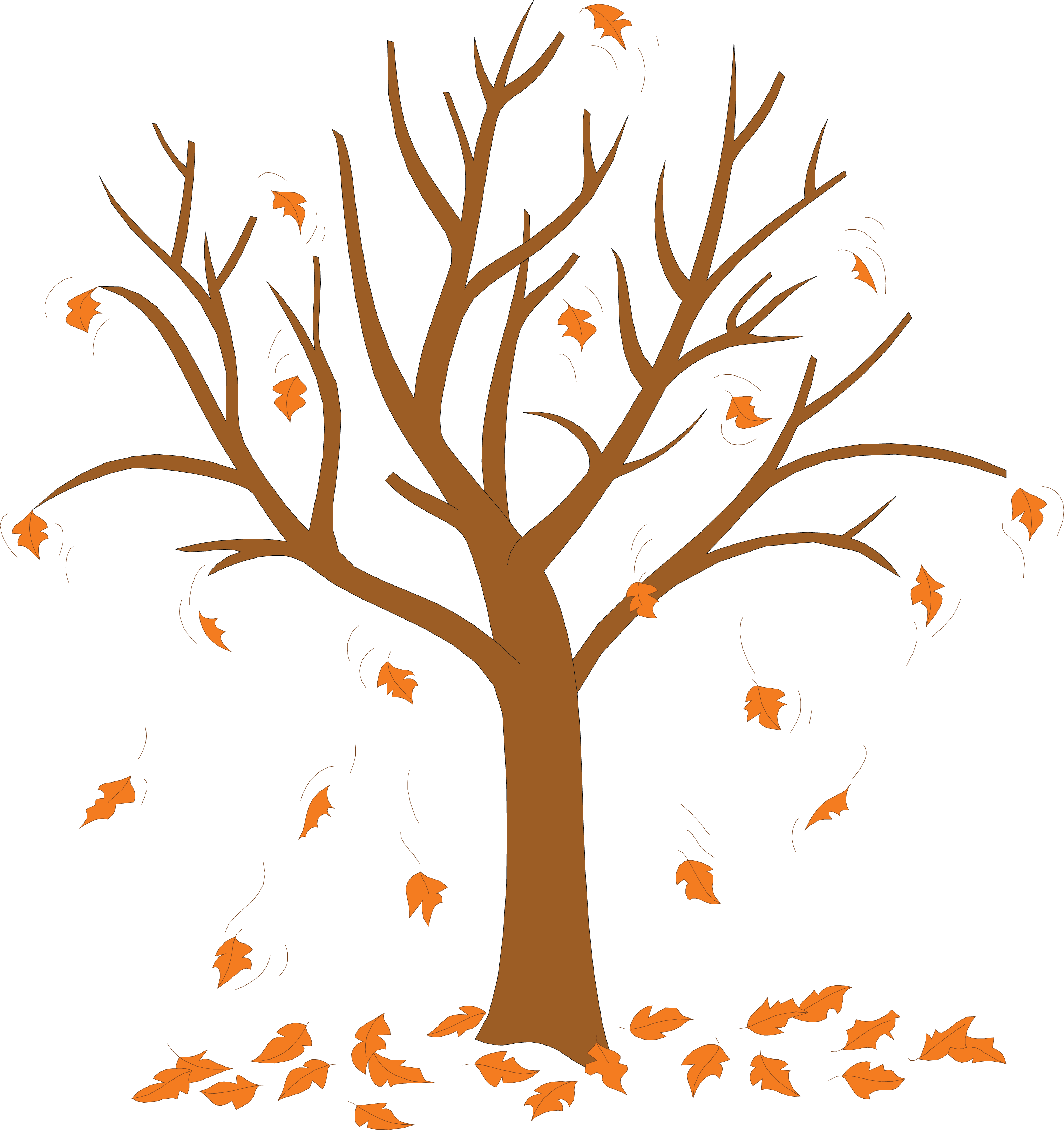 Trees Without Leaves Coloring Pages - Tree With Leaves Falling Off, Hd Png Download