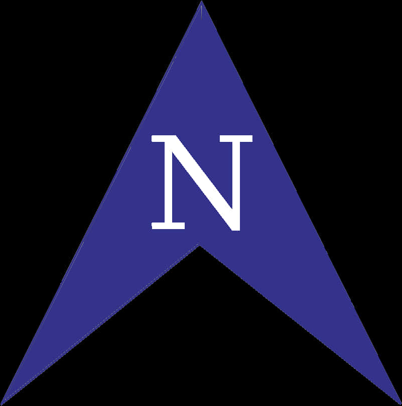 A Blue Triangle With White Letter N