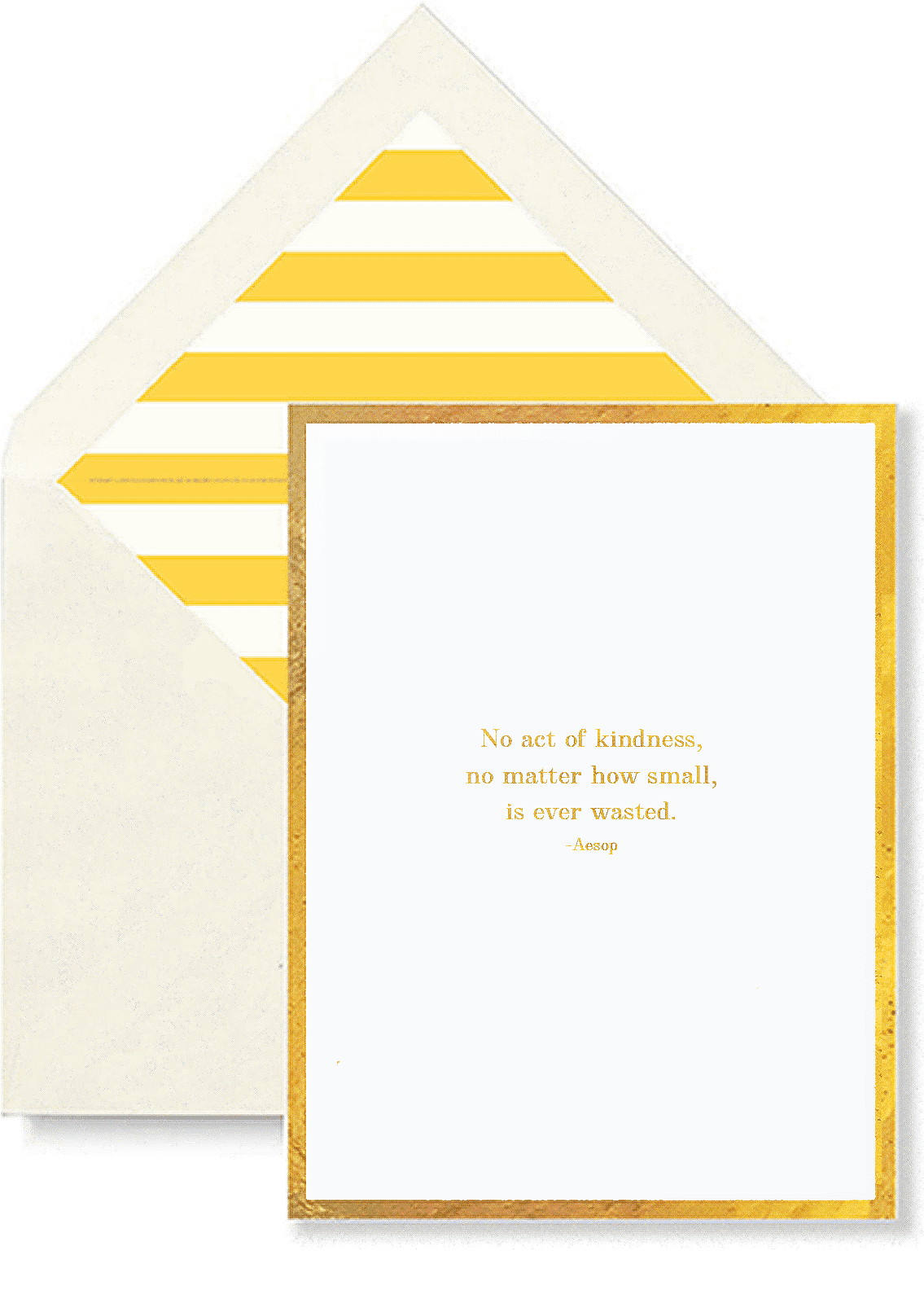 A Yellow And White Striped Envelope With A White Card