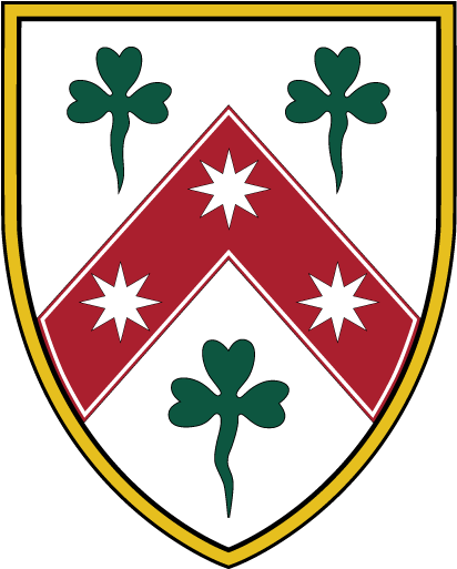 A Shield With A Red And White Design