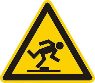 A Yellow Triangle Sign With A Person Running