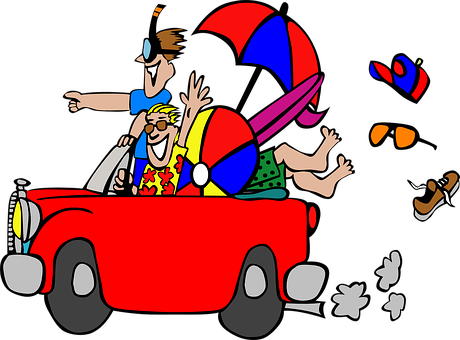 A Cartoon Of Two Men In A Car