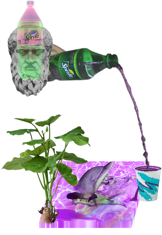 A Man's Head Pouring Purple Liquid Into A Cup