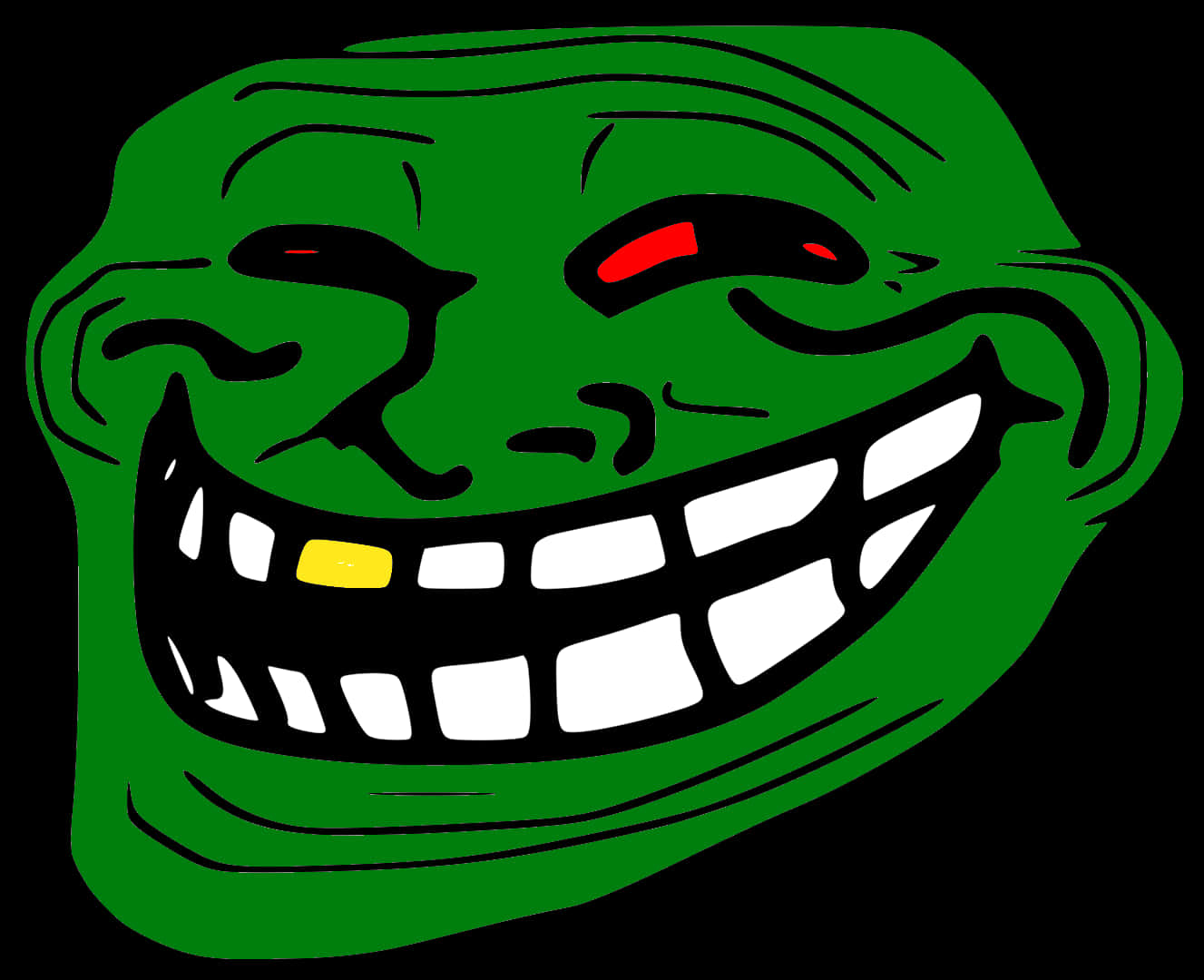 A Green Face With Black Background