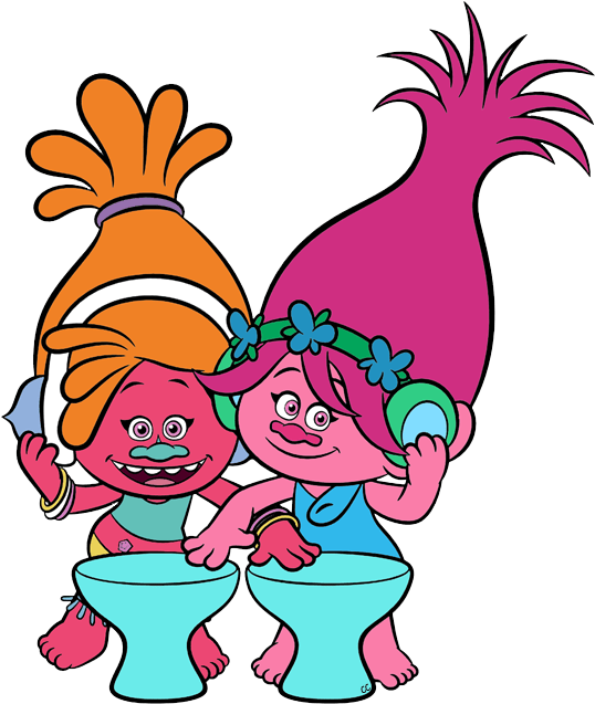 Cartoon Characters Of Trolls And A Couple Of Glasses