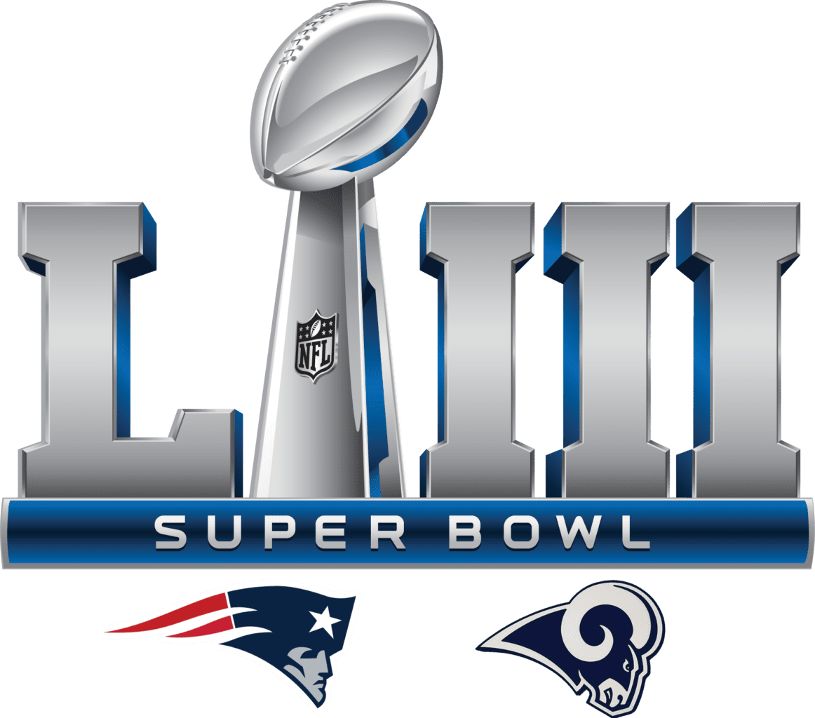 A Silver And Blue Super Bowl Logo