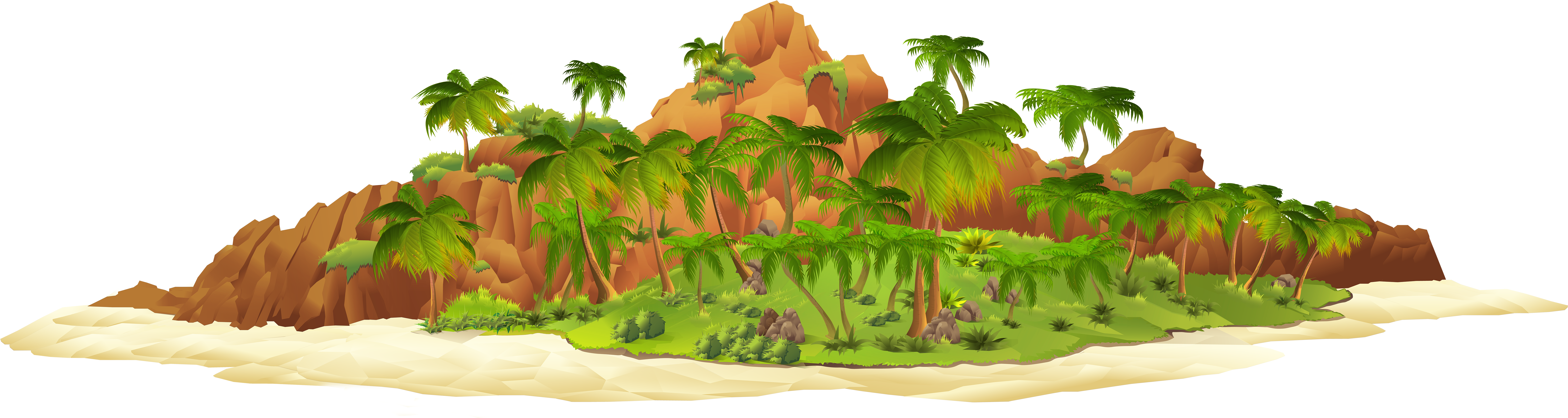 A Cartoon Island With Palm Trees
