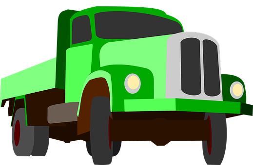 A Green Truck With Black Background