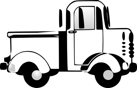 A White Truck With Black Background