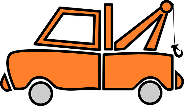 A Orange Tow Truck With A Black Background